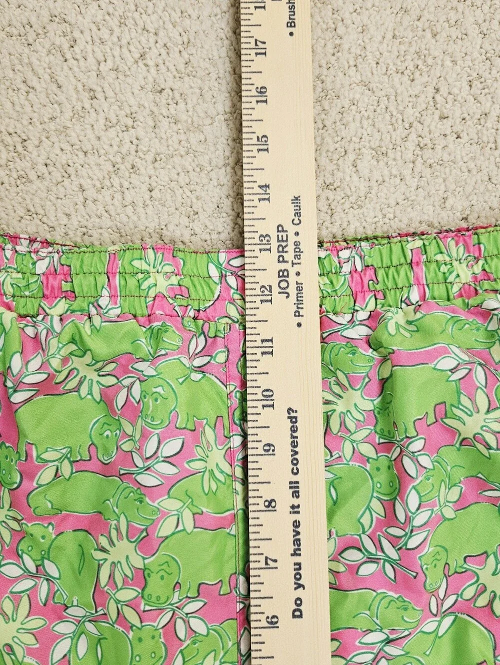 Vintage Lilly Pulitzer Swim Trunks Mens 90s Hippo Pink Green Medium Drawstring